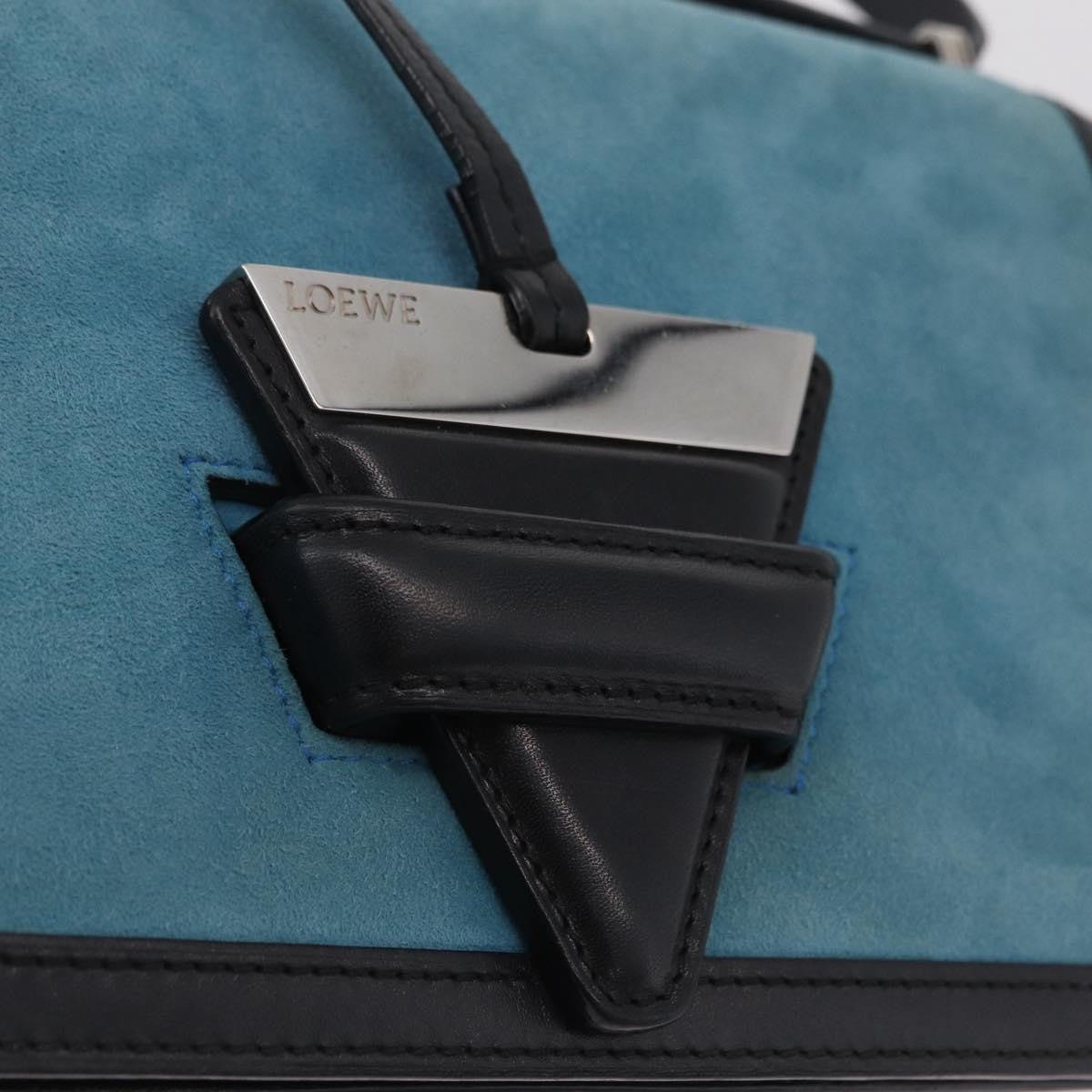 Loewe Barcelona Suede with Leather, Blue, Suede, Shoulder Bag