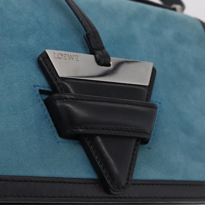 Loewe Barcelona Suede with Leather, Blue, Suede, Shoulder Bag