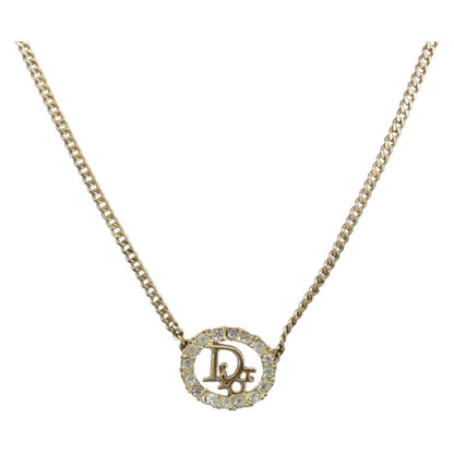 Christian Dior Vintage Logo Pendant Metal, Gold, Metal, Necklace