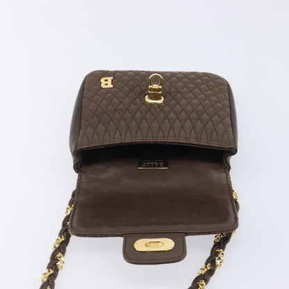 Bally Vintage Chain Quilted Leather, Brown, Leather, Shoulder Bag