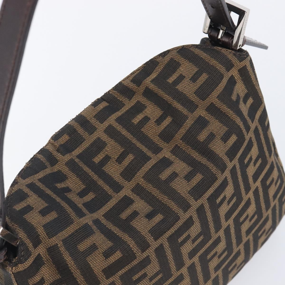 Fendi Round Flap Baguette Zucca Canvas, Black, Canvas, Shoulder Bag