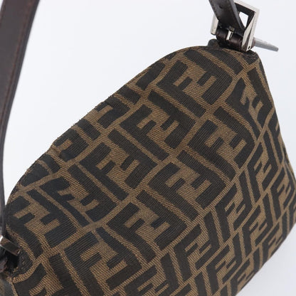 Fendi Round Flap Baguette Zucca Canvas, Black, Canvas, Shoulder Bag