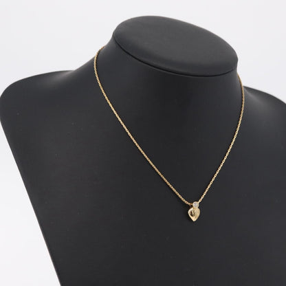 Christian Dior Logo Heart Pendant Metal, Gold, Metal, Necklace