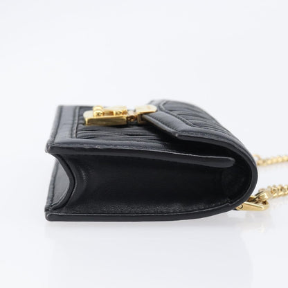 Miu Miu Biker Chain Matelasse Leather, Black, Leather, Shoulder Bag
