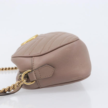 Gucci GG Marmont Matelasse Leather, Beige, Leather, Shoulder Bag