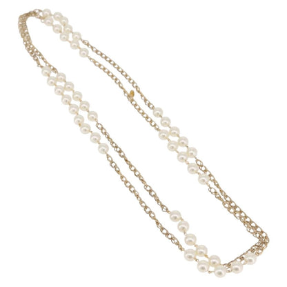 Chanel Vintage Double Pearl Station Long Chain Metal and Faux Pearls, Gold, Gold Plated, Necklace