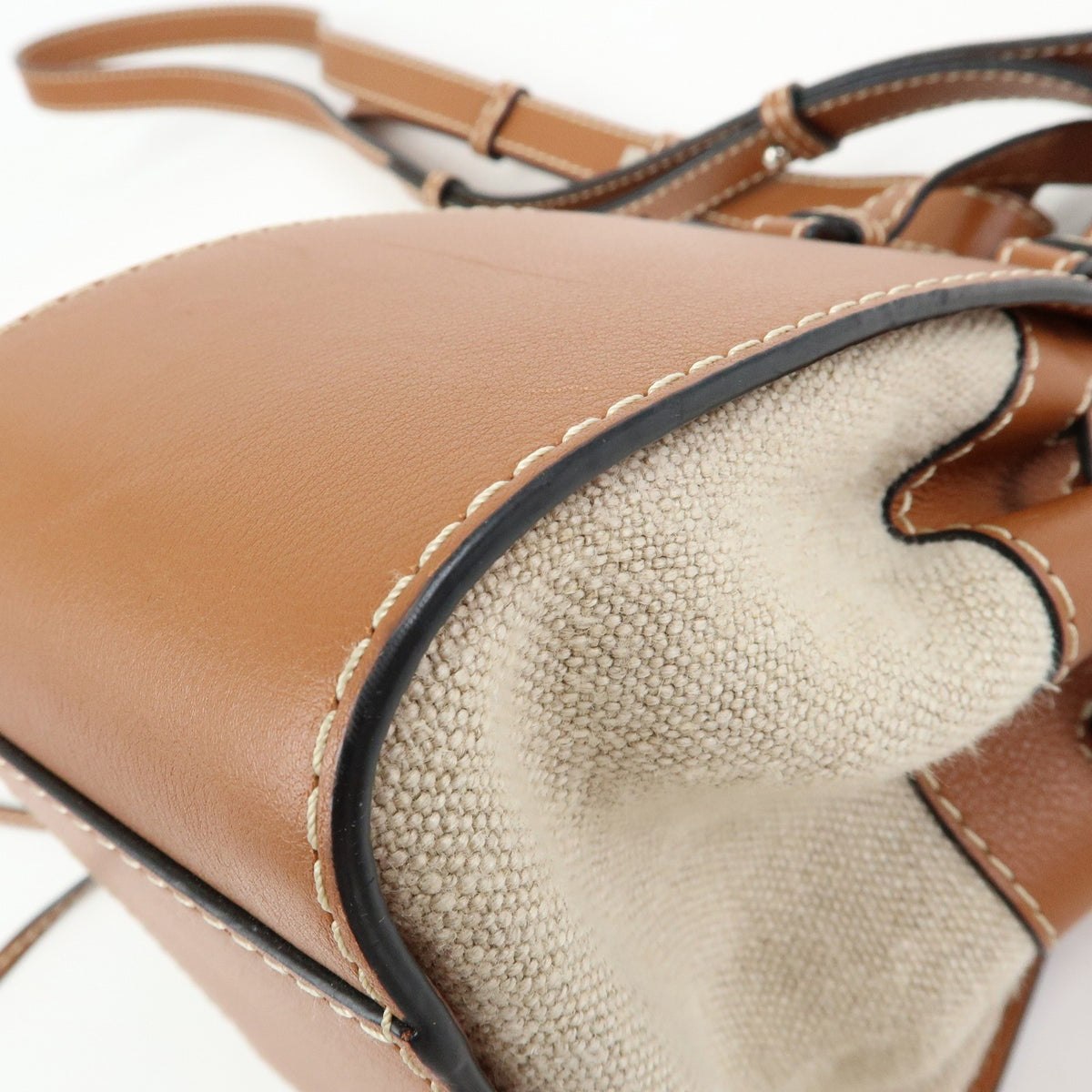 Loewe Hammock Leather and Canvas, Brown, Leather, Handbag