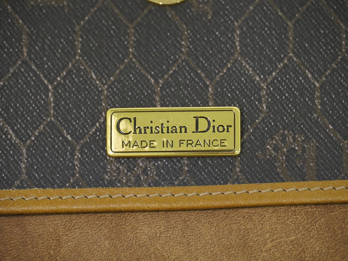 Christian Dior Vintage Honeycomb Canvas, Black, Canvas, Shoulder Bag