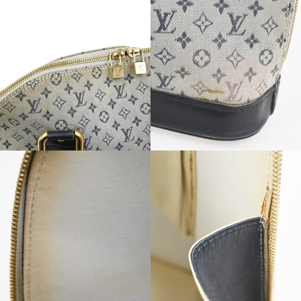 Louis Vuitton Alma Mini Lin, Blue, Canvas, Handbag