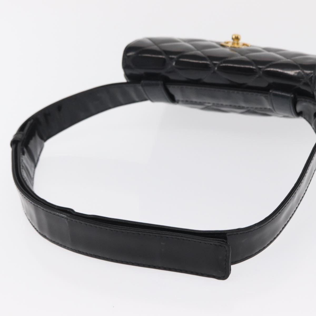 Chanel Vintage CC Flap Waist Patent Leather, Black, Patent Leather, Clutch