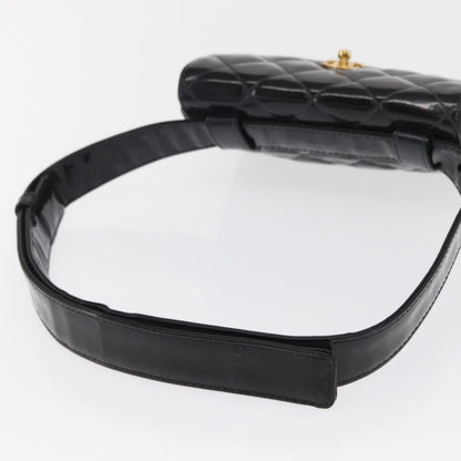 Chanel Vintage CC Flap Waist Patent Leather, Black, Patent Leather, Clutch