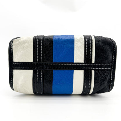 Balenciaga Bazar Striped Leather, Black, Leather, Tote Bag
