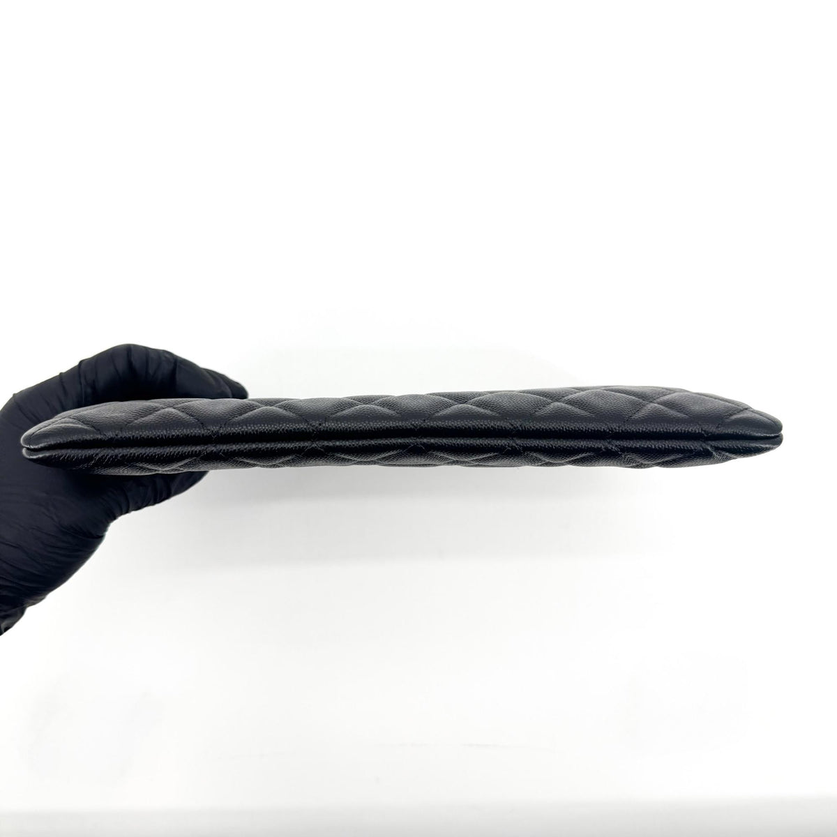 Chanel O Case Clutch Quilted Caviar, Black, Leather, Clutch