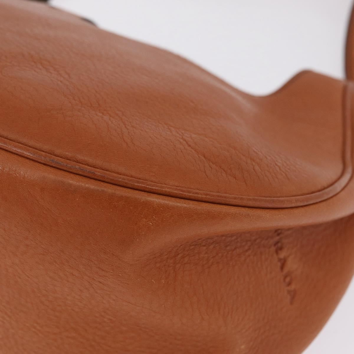 Prada Shoulder Leather, Brown, Leather, Shoulder Bag