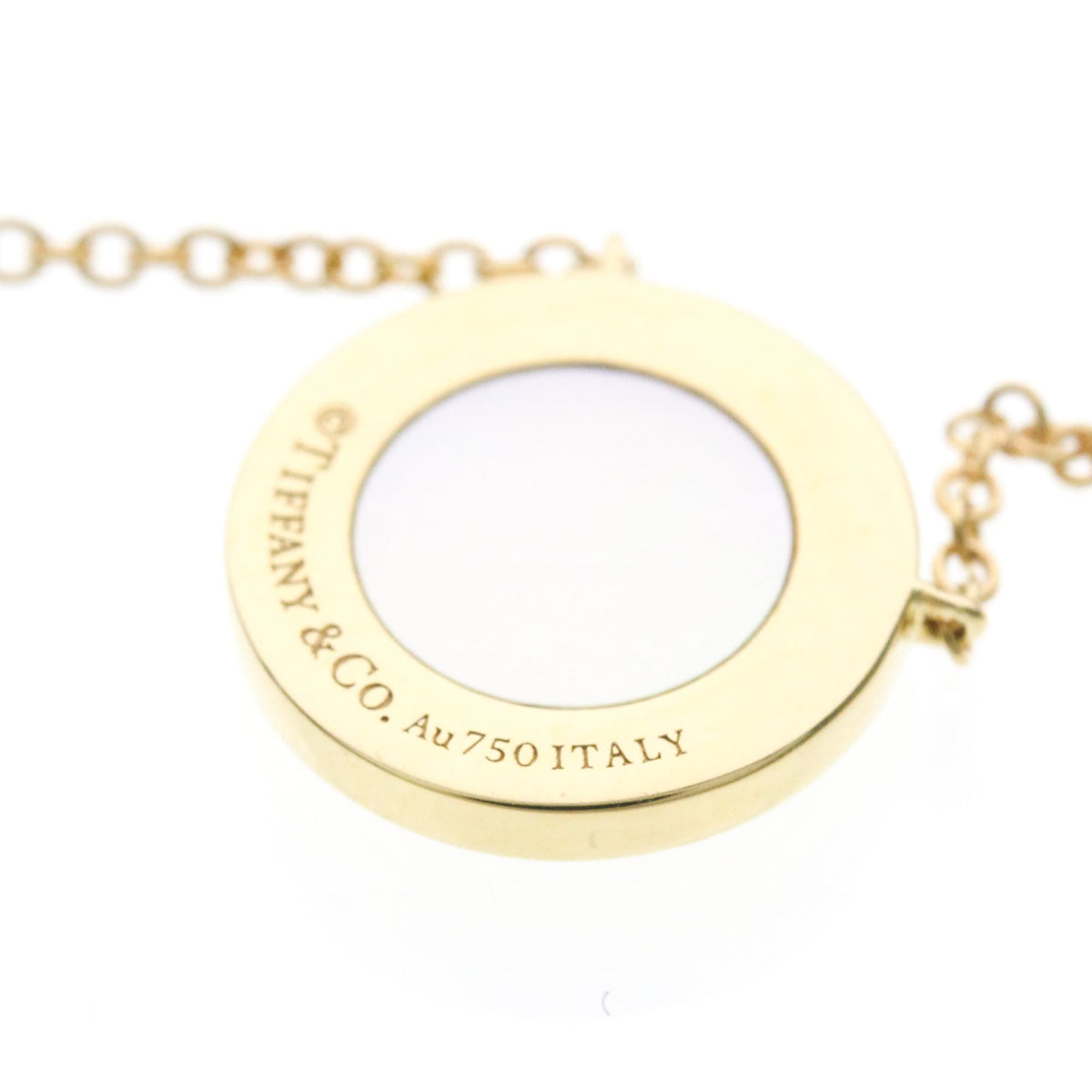 Tiffany & Co. T Circle Pendant 18K Yellow Gold with Diamonds and Mother of Pearl, Gold, Yellow Gold, Necklace