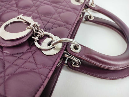 Christian Dior Saddle Handbag with Strap Leather, Purple, Leather, Handbag