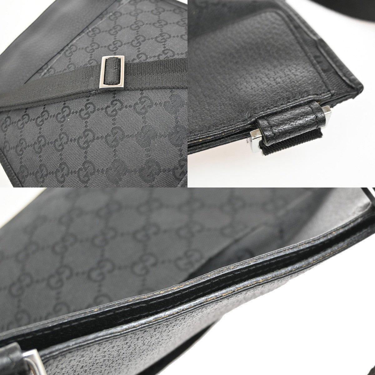 Gucci Vintage Flat GG Canvas, Black, Canvas, Crossbody Bag