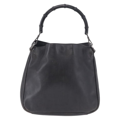 Gucci Vintage Bamboo Handle Open Hobo Leather, Black, Leather, Shoulder Bag