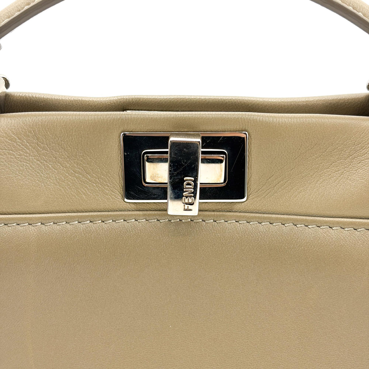 Fendi Peekaboo Soft Leather, Beige, Leather, Handbag