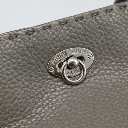 Fendi Selleria Carla Leather, Gray, Leather, Tote Bag