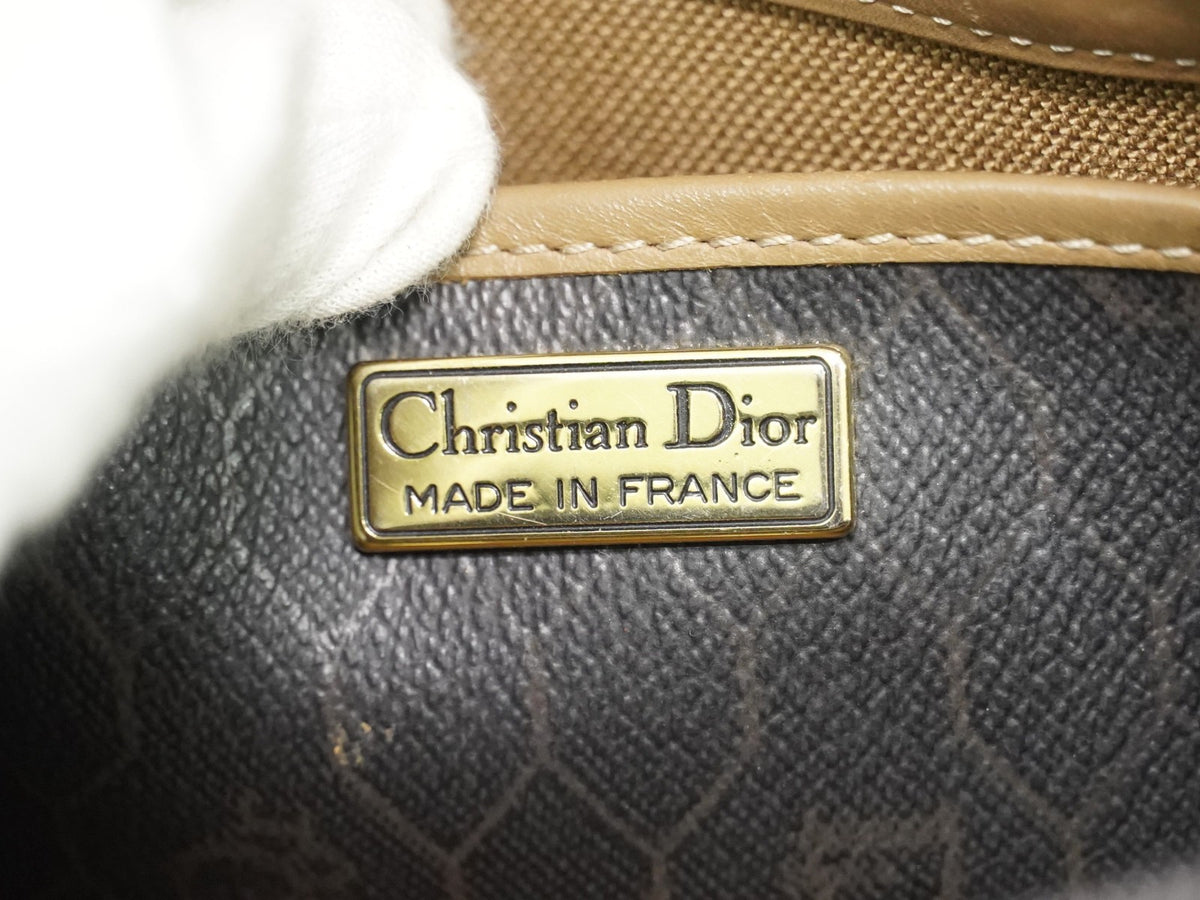 Christian Dior Vintage Honeycomb Canvas, Black, Canvas, Shoulder Bag