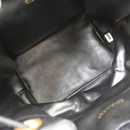 Chanel Vintage CC Drawstring Chain Leather, Black, Leather, Shoulder Bag