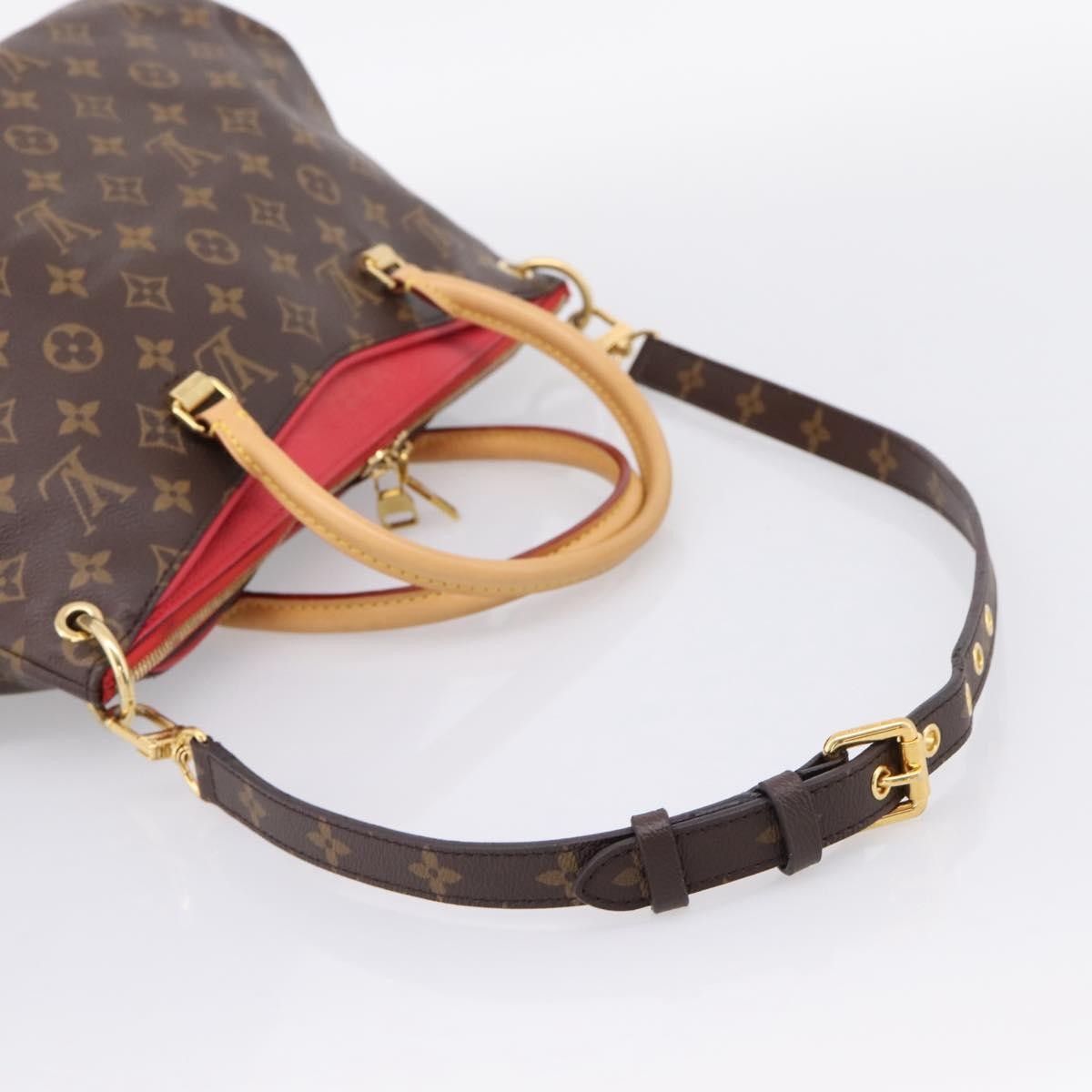 Louis Vuitton Pallas Monogram Canvas with Leather, Brown, Canvas, Tote Bag