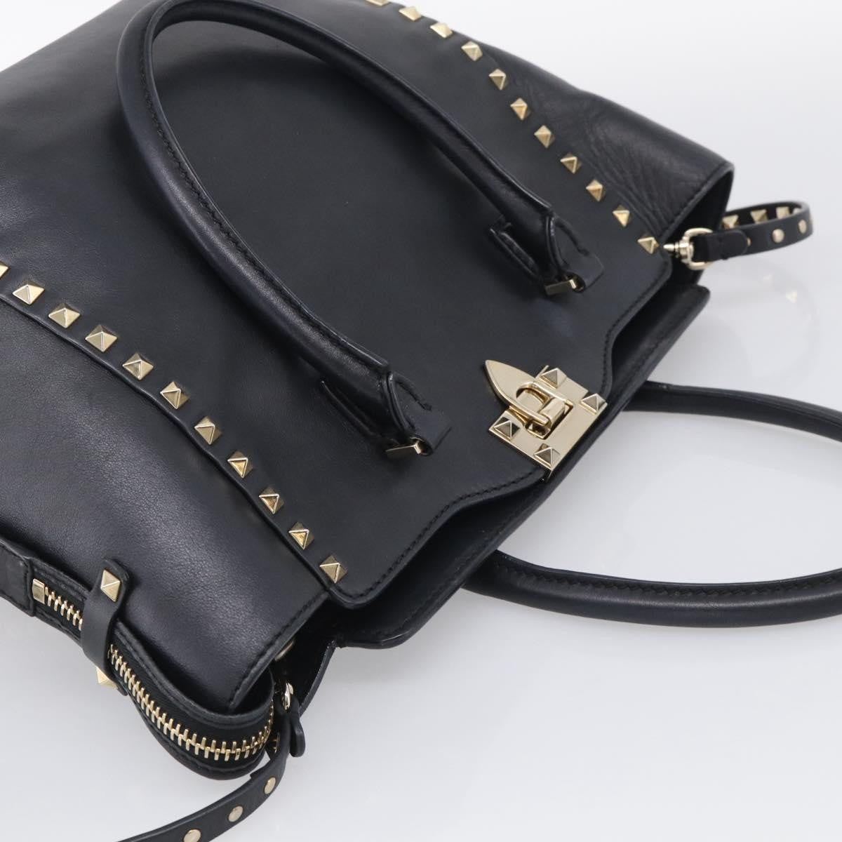 Valentino Garavani Rockstud Soft Leather, Black, Leather, Tote Bag