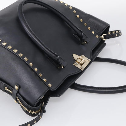 Valentino Garavani Rockstud Soft Leather, Black, Leather, Tote Bag