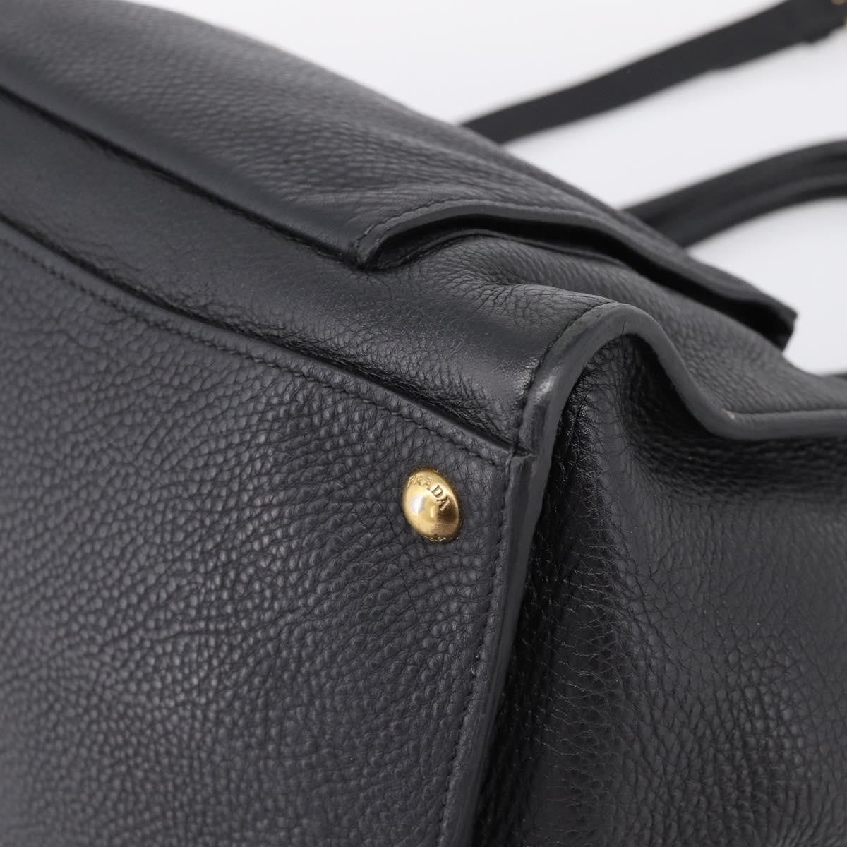 Prada Front Pocket Convertible Vitello Daino, Black, Leather, Tote Bag