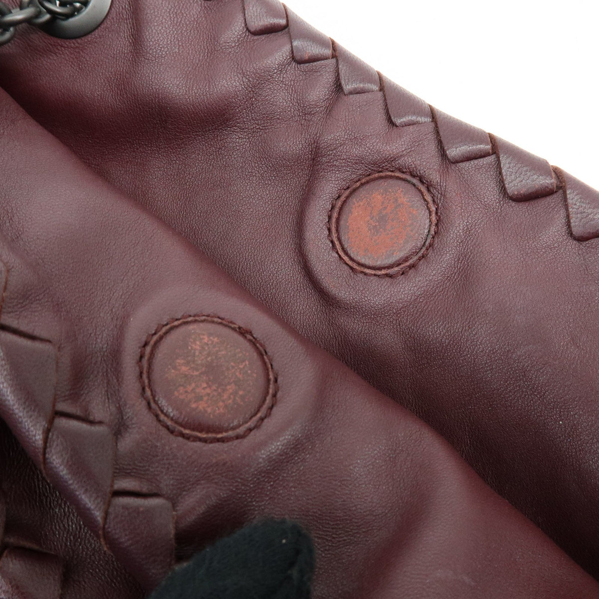 Bottega Veneta Double Chain Intrecciato Nappa, Burgundy, Leather, Tote Bag