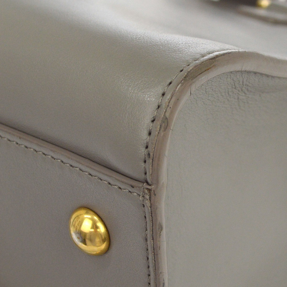 Saint Laurent Monogram Cabas Leather, Gray, Leather, Tote Bag