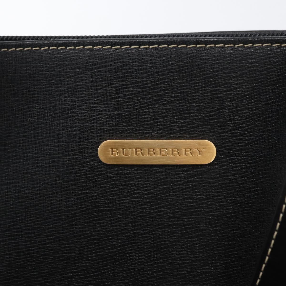 Burberry Vintage Vintage Check Coated Canvas, Black, Leather, Tote Bag