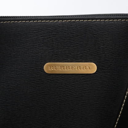 Burberry Vintage Vintage Check Coated Canvas, Black, Leather, Tote Bag