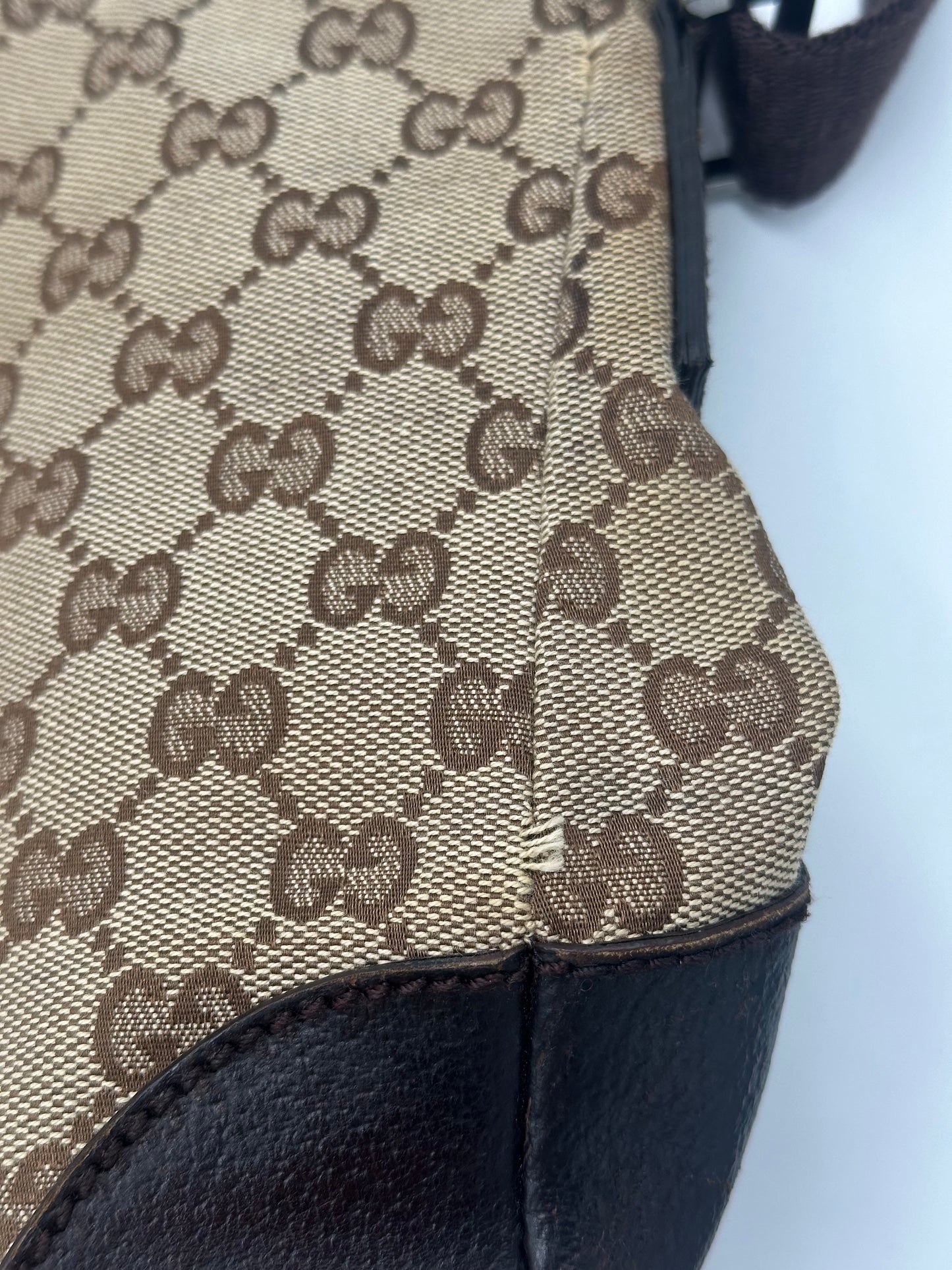Gucci Front Pocket Messenger Bag GG Canvas, BEIGE, CANVAS, Shoulder bag