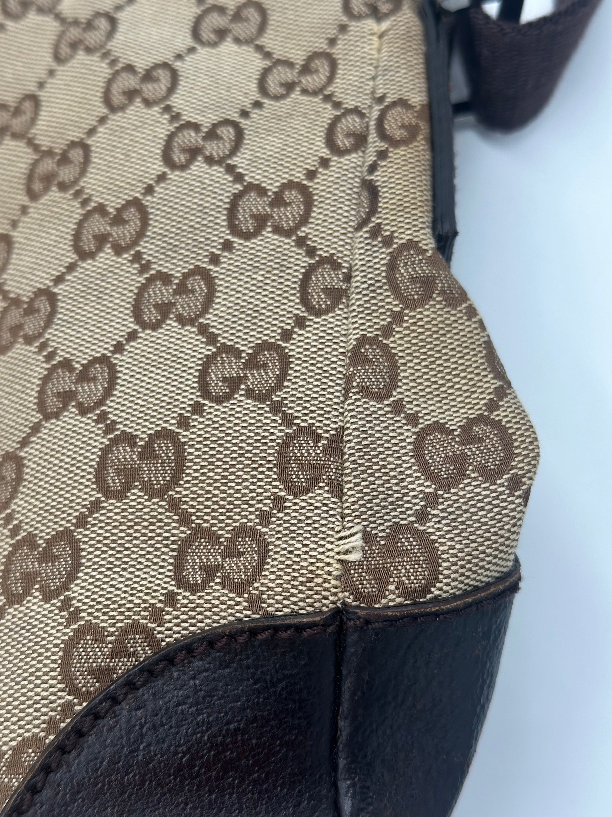 Gucci Front Pocket Messenger Bag GG Canvas, BEIGE, CANVAS, Shoulder bag