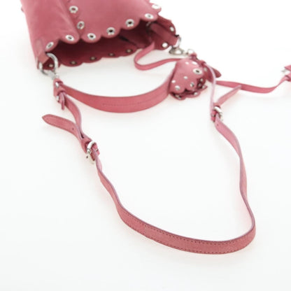 Miu Miu Convertible Bucket Leather with Applique, Pink, Suede, Handbag