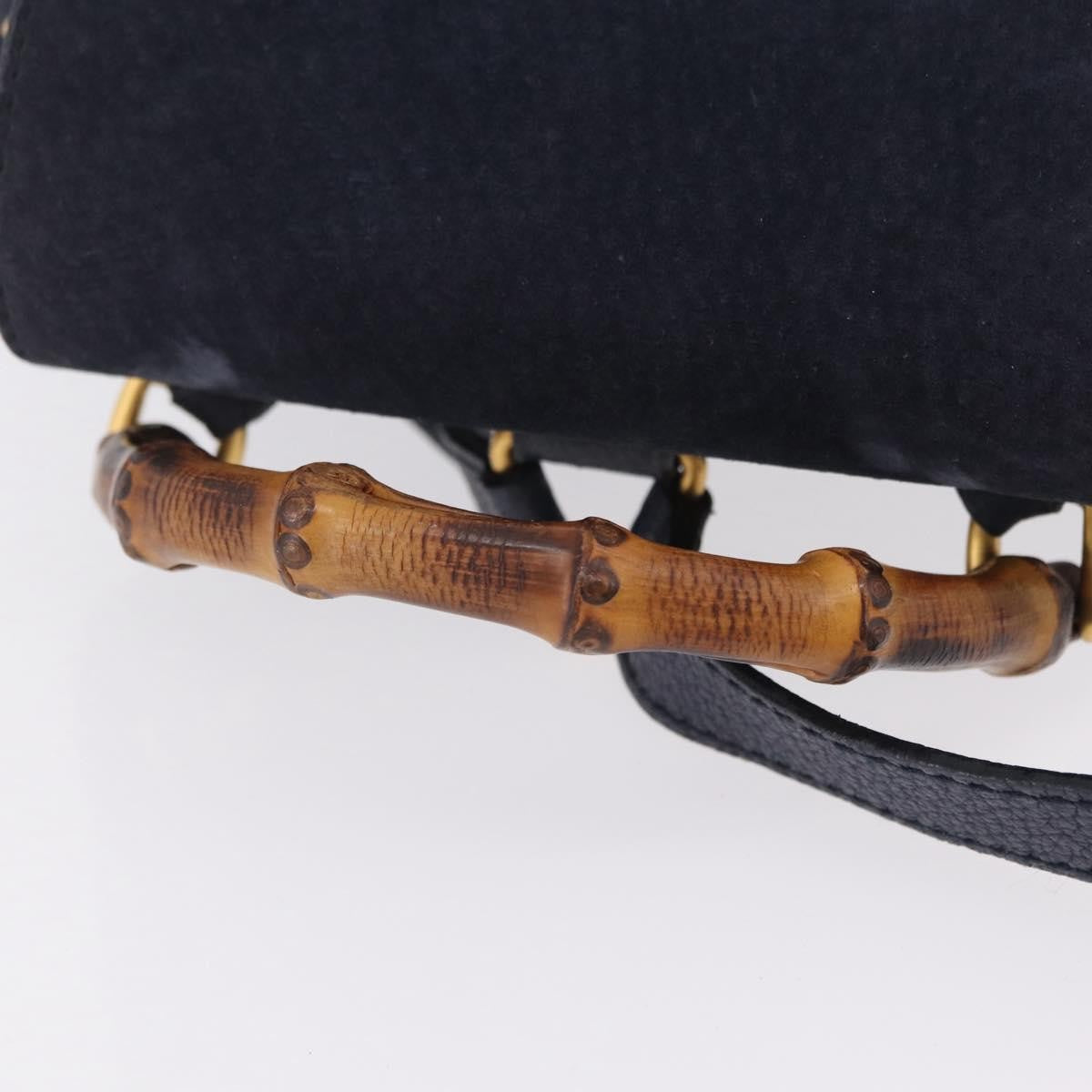 Gucci Vintage Bamboo Suede, Navy, Suede, Backpack