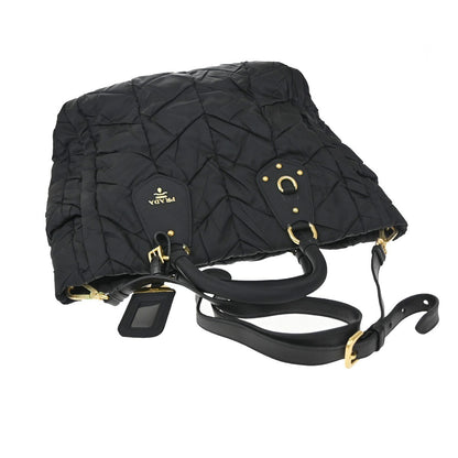 Prada Convertible Side Pocket Chevron Tessuto, Black, Nylon, Tote Bag