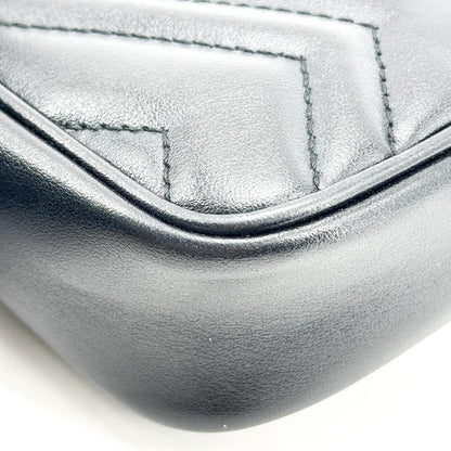 Gucci GG Marmont Flap Matelasse Leather, Black, Calfskin, Handbag