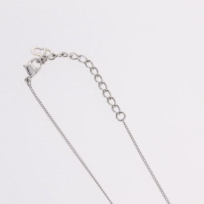 Christian Dior Vintage Logo Pendant Metal, Silver, Metal, Necklace