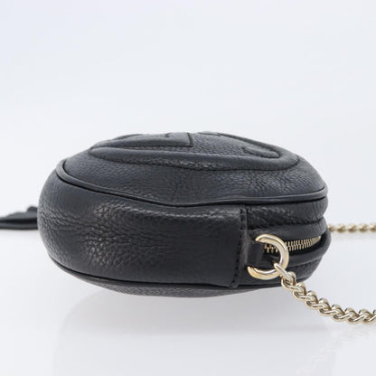 Gucci Soho Chain Leather, Black, Leather, Handbag