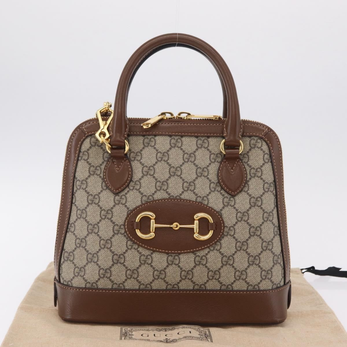 Gucci Horsebit 1955 Top Handle GG Coated Canvas with Leather, Beige, Canvas, Handbag