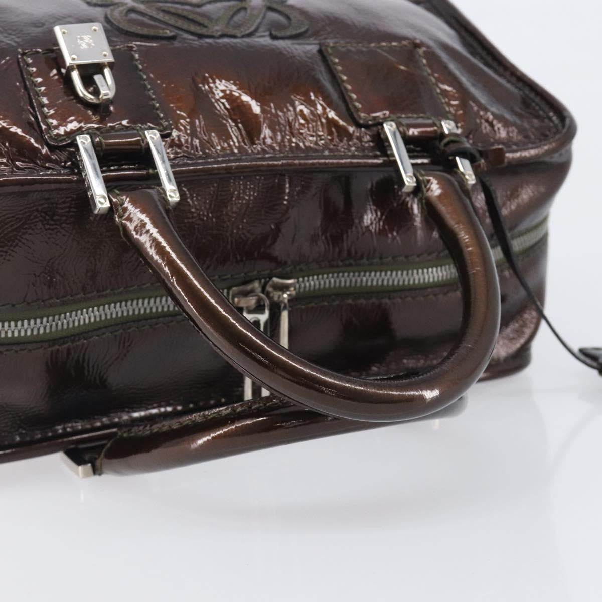 Loewe Amazona Patent, Brown, Patent Leather, Handbag