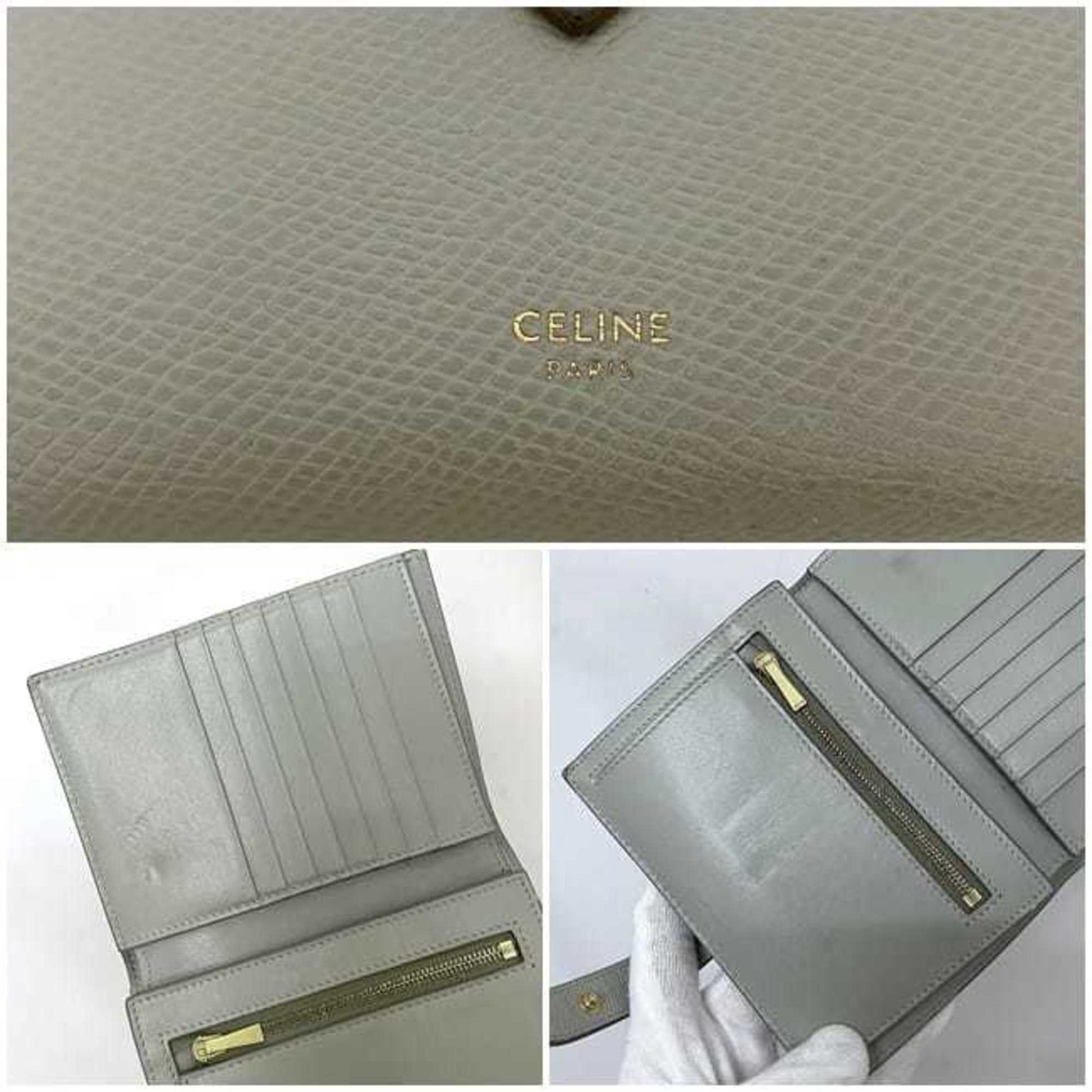 Céline, Grey, Leather, wallet