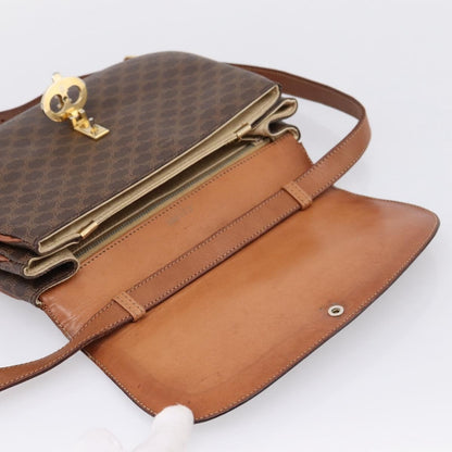 Celine Vintage Macadam Canvas and Leather, Brown, PVC, Shoulder Bag