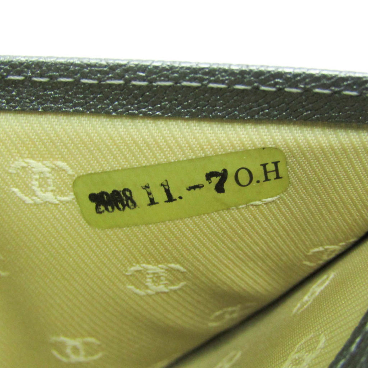 Chanel CC Button Bi-Fold Card Case Leather, Silver, Leather, Card Holder