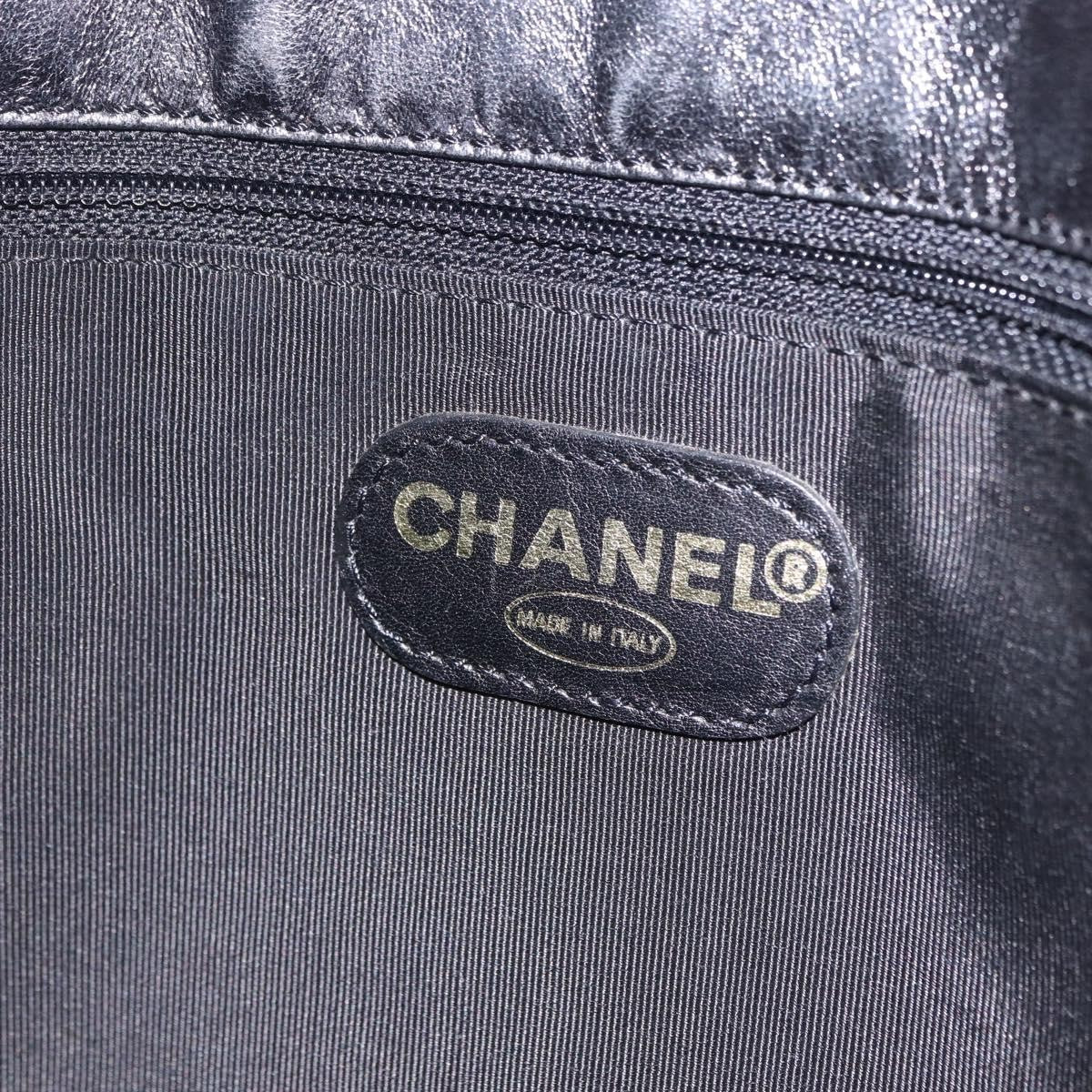 Chanel Vintage Logo Flap Messenger Leather, Blue, Leather, Handbag
