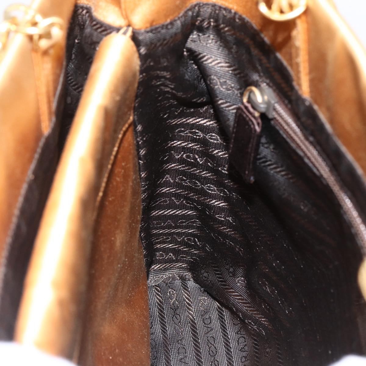 Prada Chain Satin, Gold, Satin, Shoulder Bag