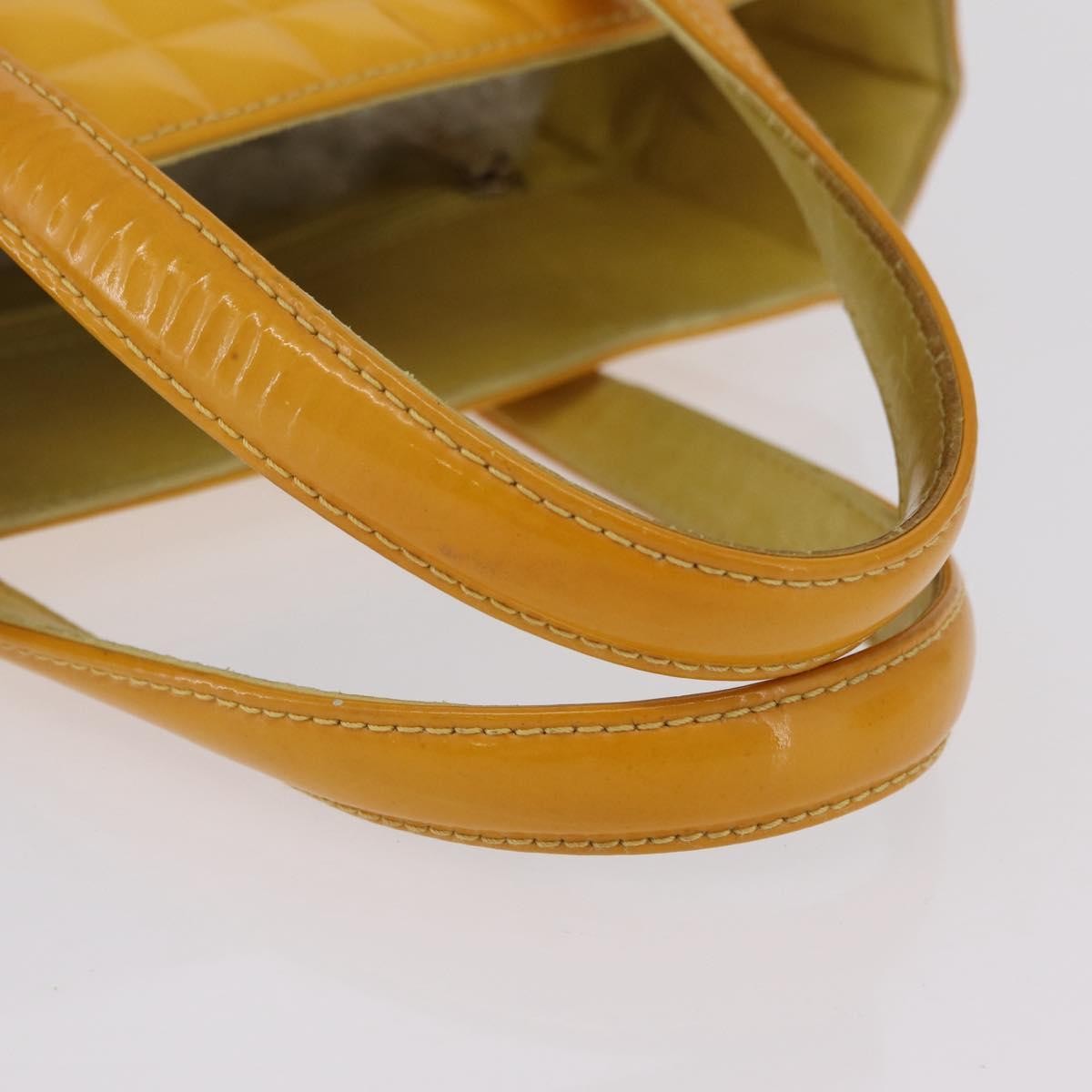 Chanel Chocolate Bar CC Quilted Patent, Yellow, Patent Leather, Tote Bag